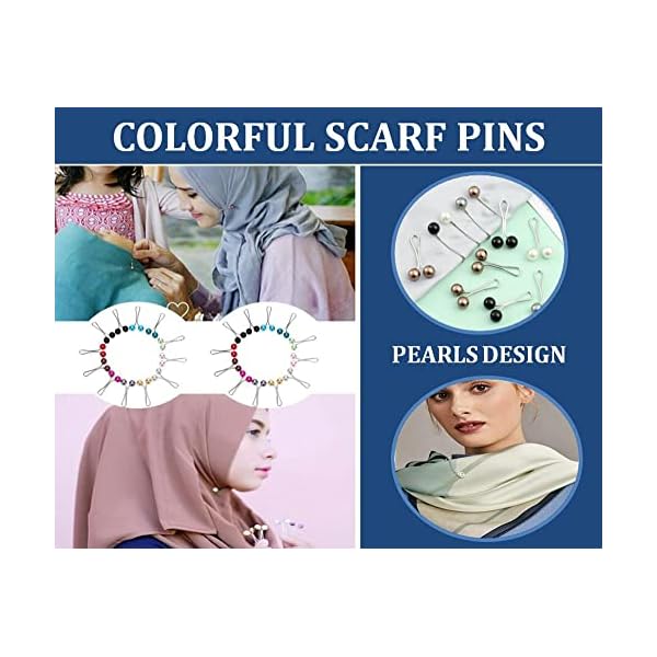 Hitopin 36PCS Hijab Pins, Scarf Pins, Muslim Scarf Brooch, Muslim Scarves Pins, U Hijab Pins,Colorful Pearl Pins, for Women Headscarf Scarf Accessories (10 Colors) - Image 5