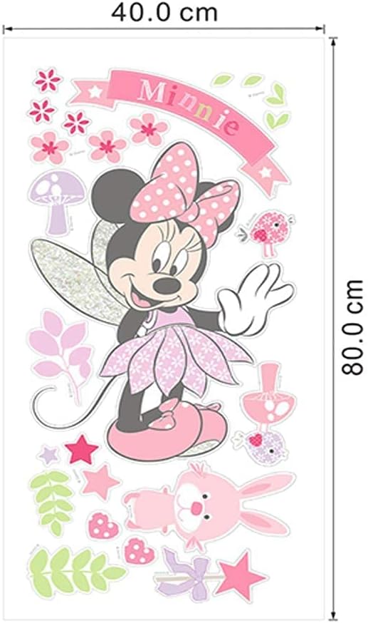 Large Mickey and Minnie Mouse Wall Decals for Kids Baby Bedroom Nursery, Disney Mirror Window Walls Stickers Removeable Vinyl Cartoon Peel and Stick (Minnie Pink) - Image 7