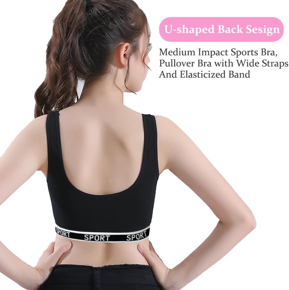 Girls Sports Bras Cotton Training Underwear with Removable Pads Teenage Crop Vest for 8-15 Years - Image 5