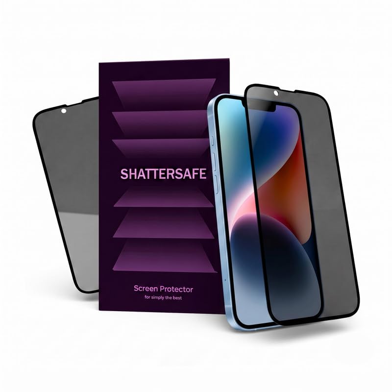 Image of Anti-Spy Privacy Tempered Glass Compatible For Apple Iphone 14 / Iphone 14 Pro [Pack of 2]. Anti-Scratch, Edge-to-Edge Protection With Easy Installation Kit & Case Friendly Fit.