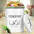 AOSION Countertop Compost Bin Kitchen,Odor Resistant Indoor Compost Bin with Lid and Compost Bags,Compost Bucket Composter Container for Food Waste,White