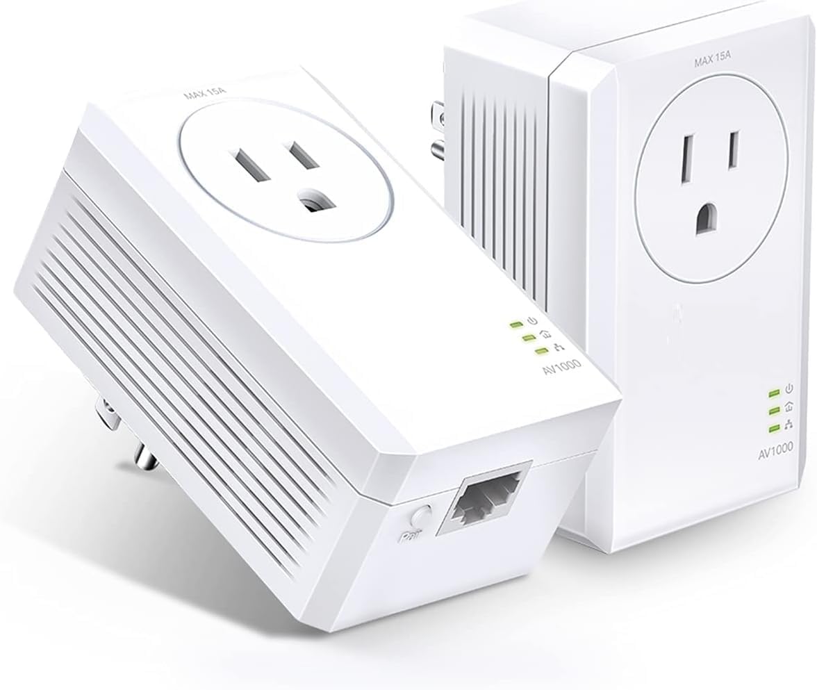 TL-PA7017P Powerline Ethernet Adapter AV1000 Gigabit Port, Plug and Play Universal Compatible Router 2pack