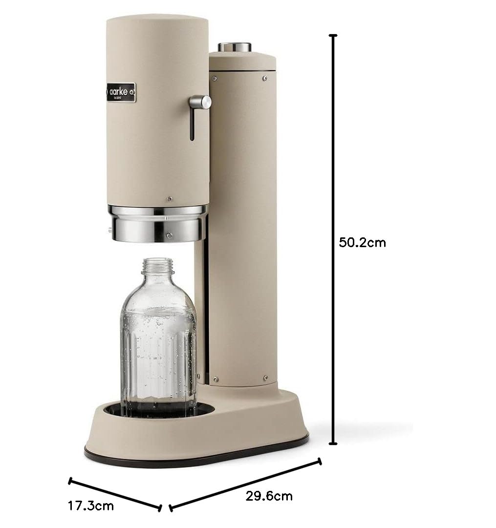 Aarke Carbonator Pro - Pulverizador de agua con botella de cristal, acabado en arena + cilindro de CO2 AARKE 60L, 100% renovable