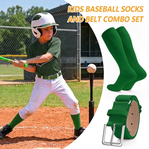 Image of XZQTIVE Baseball Softball Socks and Baseball Softball Belt Combo Set Knee-High Soccer Socks for Kids Youth Adult