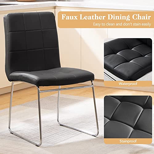 Dining Chairs - Set Of 8 Pieces,Dinner Chairs Metal Legs Comfortable Dining Room Chairs, Comfy Dinning Chair, Faux Leather White Chairs For Dining Room Modern Meeting Chairs With Padded Back And Seat #TOP7
