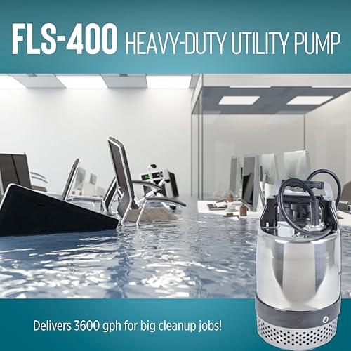 Little Giant FLS-400, 115-Volt, 3600 GPH, 1/2 HP Heavy-Duty Manual Stainless Steel Submersible Utility Pump with 20-Ft. Cord, Steel, 620240 by Little Giant - Image 4