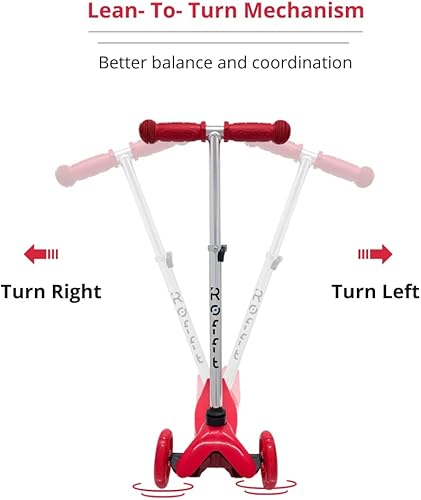 Miniatura 5 de ROFFT Patinete para niños de 3 a 5 años, scooter para niños de 2 años en adelante con LED de 3 ruedas, altura ajustable, barra en T de aluminio