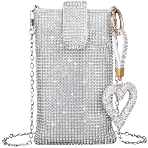 Sac bandoulière acrylique nylon brillant cœur argenté avec pochette amovible