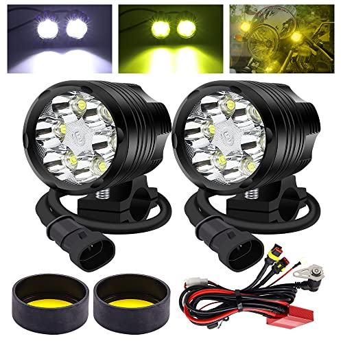 YnGia Motorcycle Auxiliary Lights with Yellow Lens, 60W