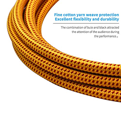 TISINO Guitar Cable 10 ft, 1/4 inch Cable Straight to Right Angle Guitar Cord Instrument Cable for Electric Guitar, Bass, Amp, Keyboard, Mandolin - Yellow - Thumbnail 5