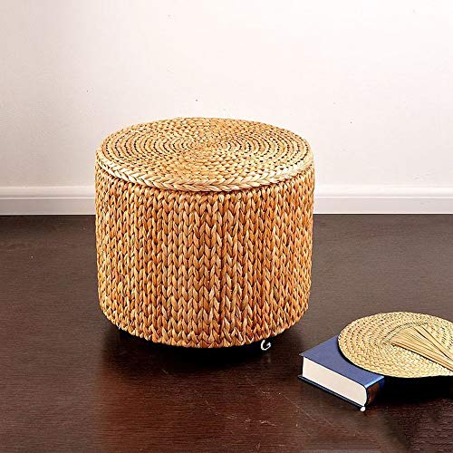 Taburete de almacenamiento redondo para salón y sofá con ruedas de estilo retro 3