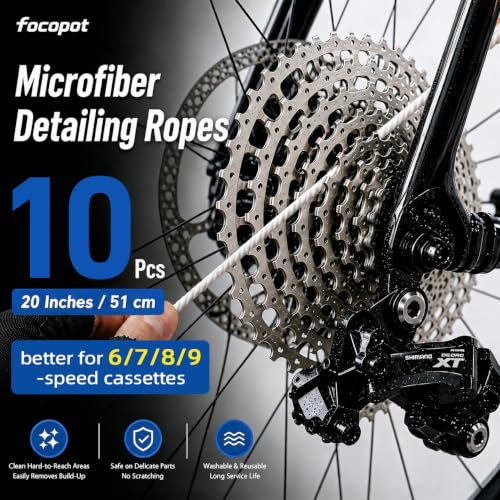 Image of focopot Bike Cleaning Kit with 25 oz Bike Cleaner,10 Gear Floss,Toolbox | 13 Pcs,10oz Degreaser,2oz Lube,Scrubber,Suitable for Mountain /Road /E Bike,Biodegradable Safe Formula,Bike Cleaning Brush Tool