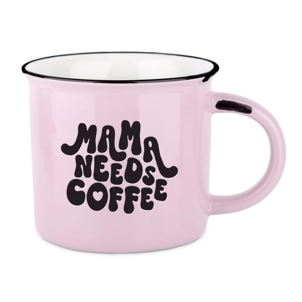 Vintage Coffee Cup, Ceramic Mug to Give as a Gift, 400 ml, Mama Need Coffee