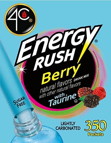 4C Powder Drink Mix, Energy Rush Berry 350 Count, Bulk Buy, Singles Stix, On The Go, Refreshing Water Flavorings, Value Pack #TOP1
