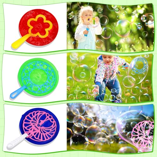 SZCECHRE 28 Pcs Big Bubble Wand Bulk Set for Summer Outdoor Games Activities Party Favors Birthday Supplies, Big Bubble Maker with Tray - Thumbnail 5