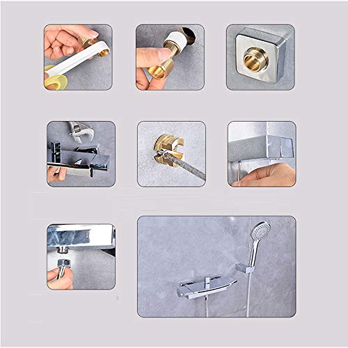 Robinet de baignoire cascade murale avec douchette à main chromée - 5