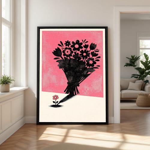 Toile bouquet de fleurs impression peinture murale rose 50x70
