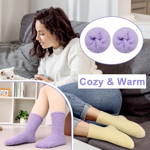 Image of Jspupifip Fluffy Socks for Women 8 /10 Pairs Soft Home Slipper Socks Winter Fluffy Sleeping Christmas Sock