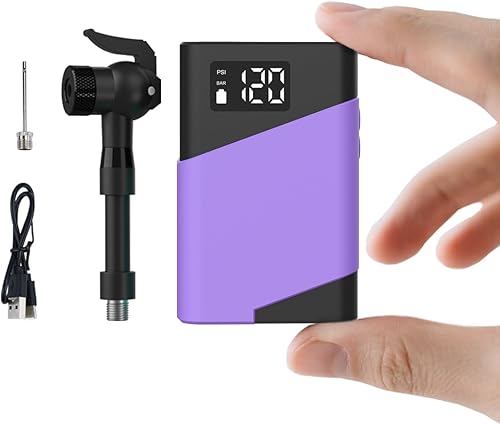 Miniatura 9 de Mini Electric Bike Pump,Compatible with Presta Schrader Clik Dunlop Valves,120 PSI Portable Inflator with LED Display, 50s Fast Inflation, Pressure