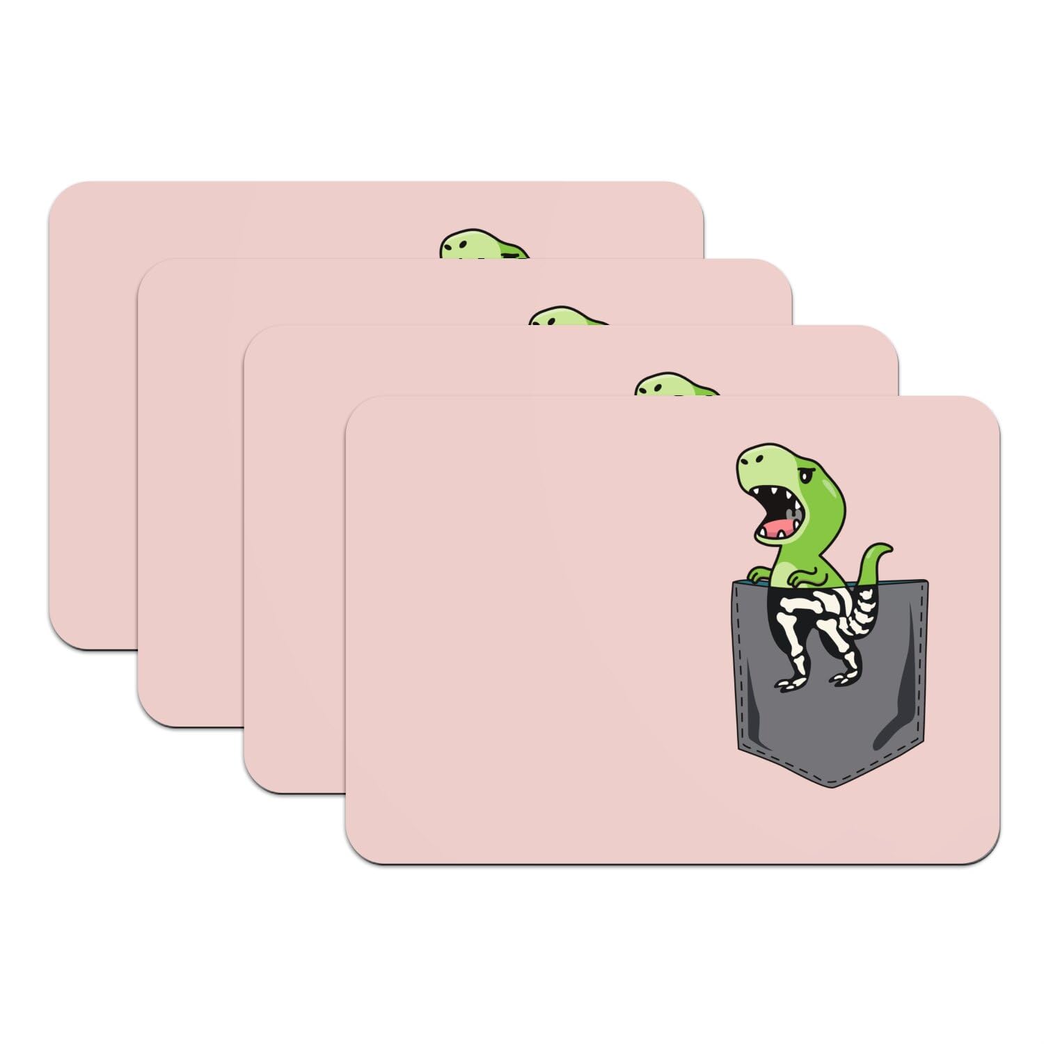 Sets de table dinosaure rose lot de 4 grands dessous en caoutchouc antidérapant