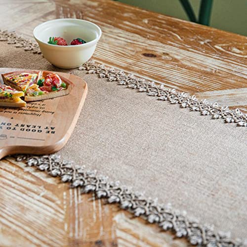 Nappe de table à thé en dentelle crème chemin de table bohème jute - 5