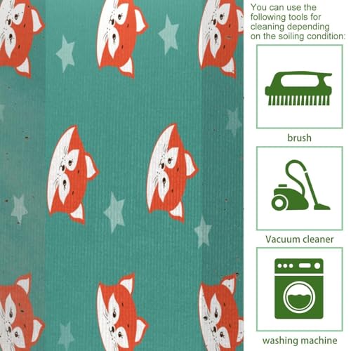 Tapete de cocina de 2 piezas VAPOKF con zorro y estrellas alfombra pasillo lavable 5