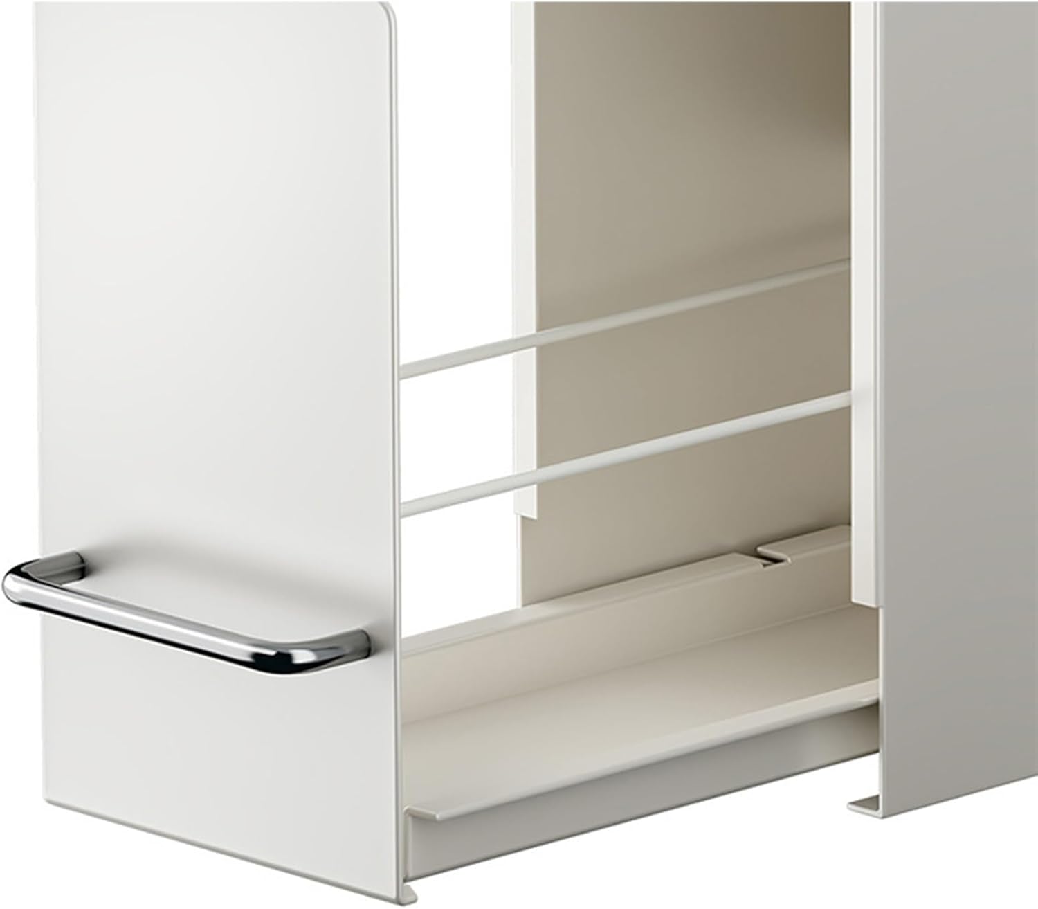 Kitchen Countertop Storage Spice Rack, Pull-Out Metal Spice Rack Organizer, Narrow Side Space Saving, Condiment Bottle Storage, White(2 Layer)