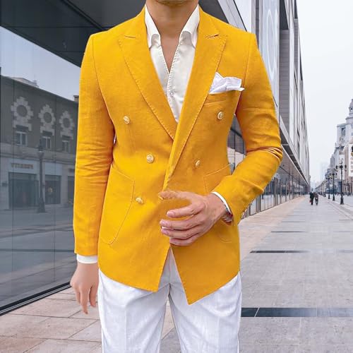 Mens Casual Business Office Work Blazers Sport Coat Long Sleeve Open Front Double Breasted Wedding Party Suit Jackets2