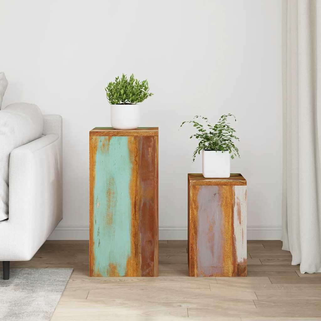 Soporte para plantas de madera maciza recuperada, escaleras para plantas y estantería para flores, para balcón, terraza, jardín y salón, soporte para macetas con estante, pedestal para