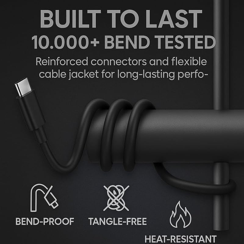 Image of 45W Original Type C to C 3.3 FT Fast Charging USB C Cable High-Speed & Data Transfer Compatible with Samsung Galaxy S25 /S25+ /S24 /S24+ /S23 /S23+ /S22 /S21 /Ultra /Plus /Fe /Edge /S- Type-C Cord, Black