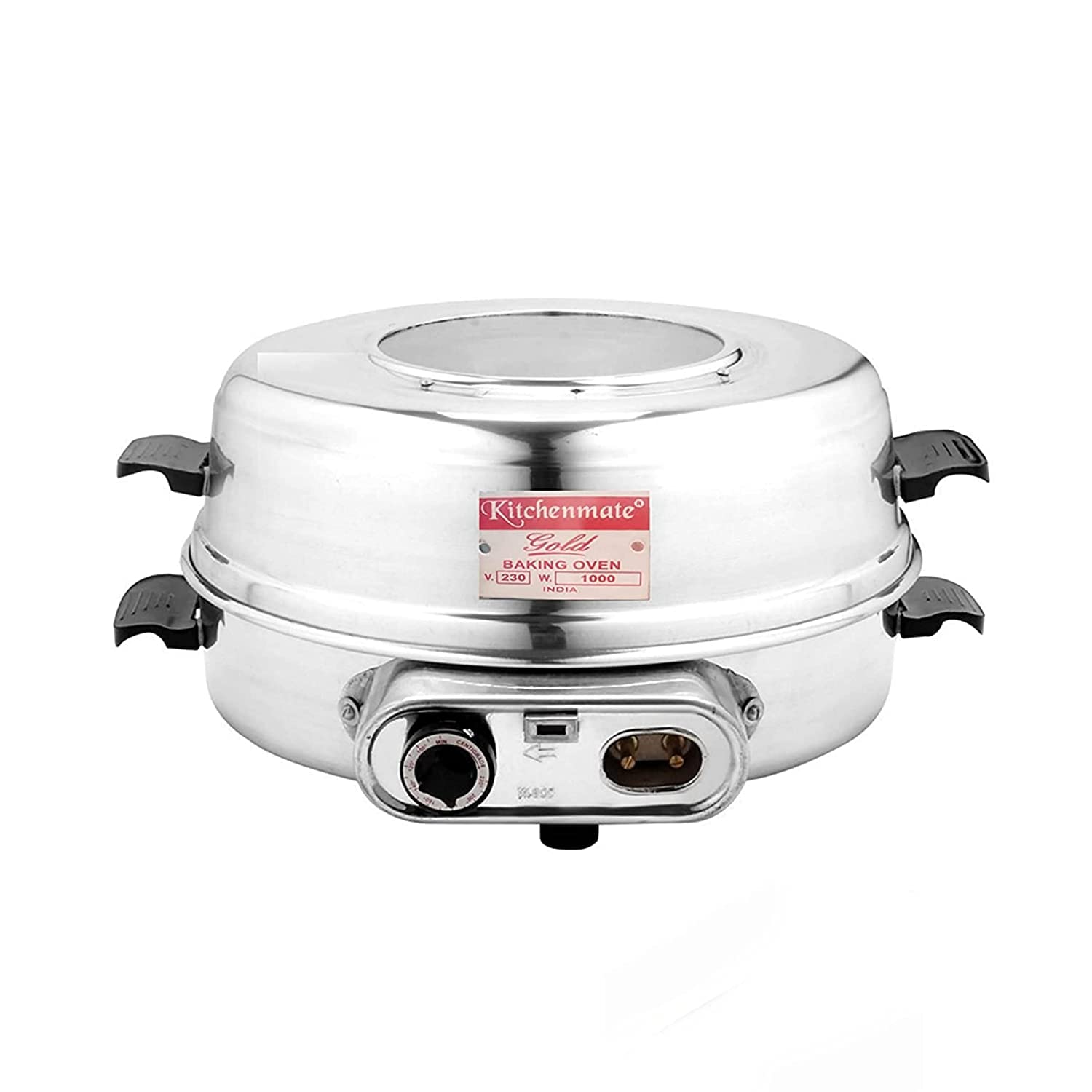 *KITCHENMATE* Kitchenmate Aluminium Round Electric Baking Grilling & Toasting Auto Oven,(Senior- 13" Inch) - 1 Pcs Stainless Steel Kitchen Lighter Free, 800 Watts