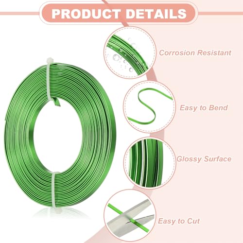 Image of uxcell 18 Gauge Flat Aluminum Wire, 16.40 ft 5mm Wide Aluminum Crafts Wire for Flower Bonsai Crafts Carving DIY Bezel Sculpting Gem Metal Wrap, Dark Green