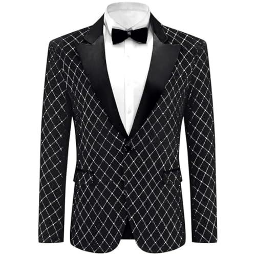 Men's Sparkly fleece Blazer Jacket Suit With Pointed Lapel Argyle Or Plaid Wedding Dinner Party Jackets
