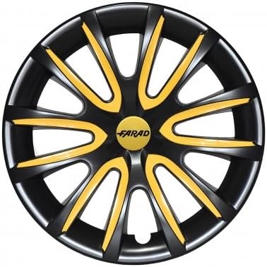 4 universal two-tone wheel trims Black/Yellow, 14-inch