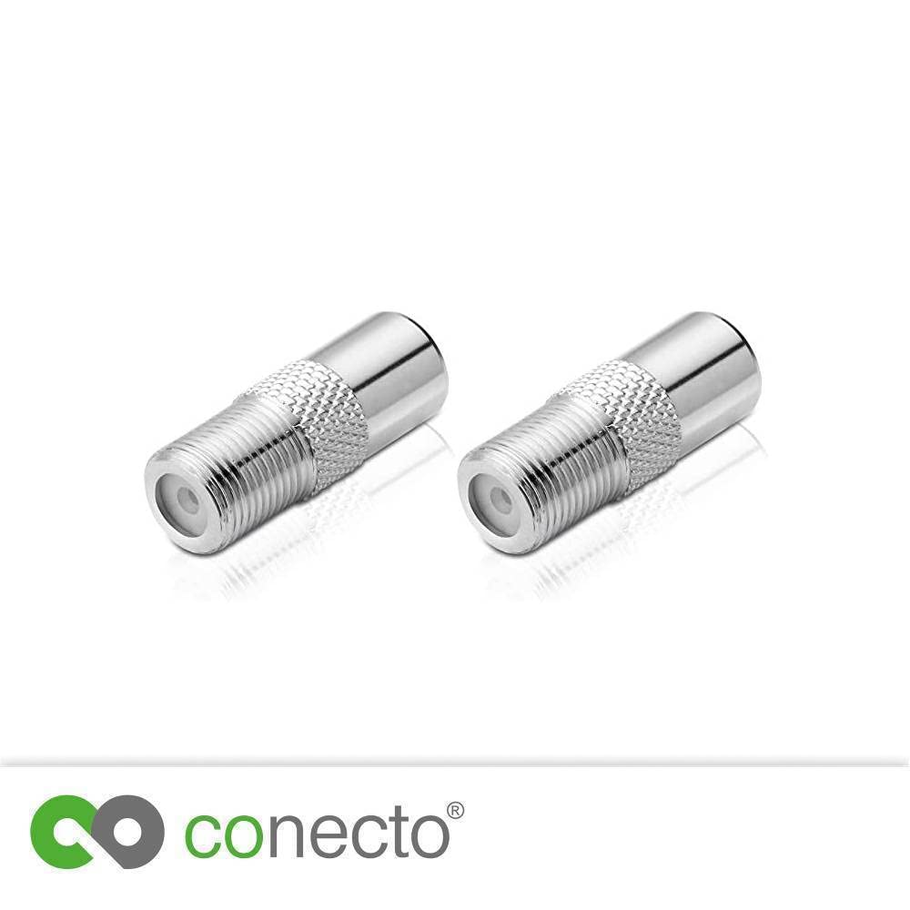 conecto Adapter antenowy, gniazdo F na wtyczkę koncentryczną IEC, adapter do podłączenia złączy IEC z złączami satelitarnymi, zestaw 2 szt
