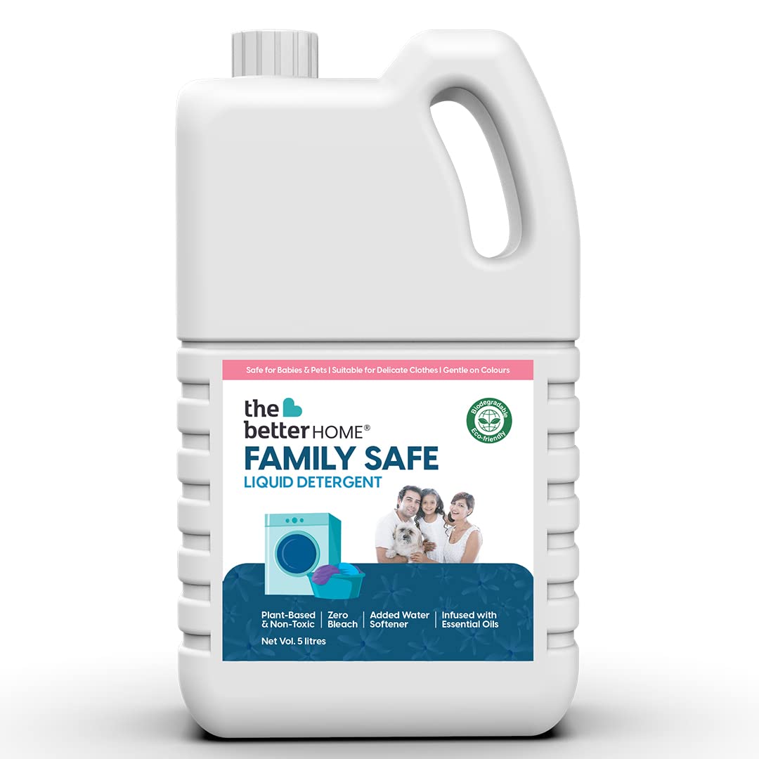 The Better Home Family Safe Laundry Liquid Detergent | Non Toxic, Bio Degredable | Baby & Pet Safe | With Added Water Softener | Front & Top Load Liquid Detergent | 5 L, Blue (B09Q2CZZW9) Amazon Price History, Amazon Price Tracker