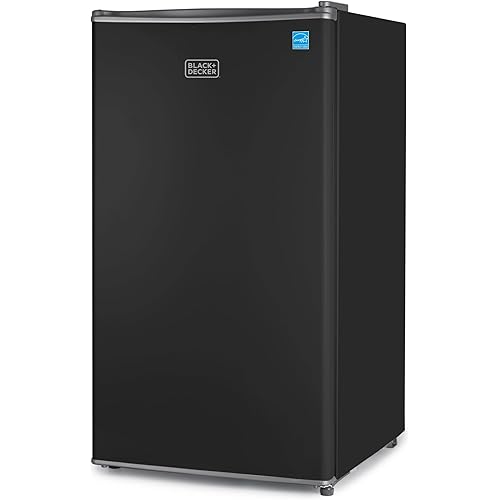 BLACK+DECKER 3.2 Cu. Ft. Compact Refrigerator, ENERGY STAR Certified Small Refrigerator, Single Door Mini Fridge with Chiller Compartment, Personal Fridge for Home or Dorm Room, BCRK32B, Black