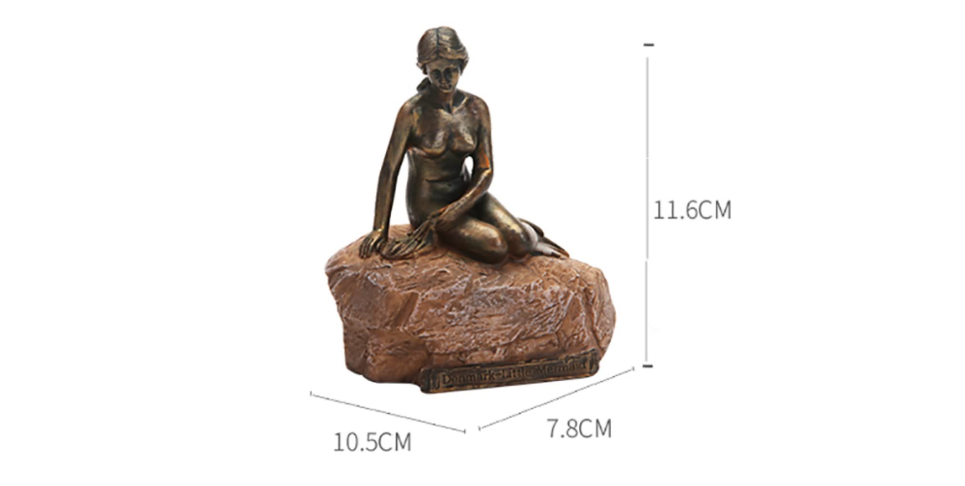 MOCIUN Escultura de bronce de imitación de sirena danesa pintada creativa para el hogar, estatua de resina de sirena, decoración de sala de estar