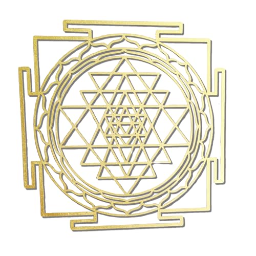 Cuadro de Mandalas en Relieve 3D - Elige entre Flor de Loto, Flor de la Vida, Cubo de Metatrón, Mandala Tradicional o Sri Yantra - Decoración Feng Shui - Geometria del Alma (Mandala Sri Yantra)