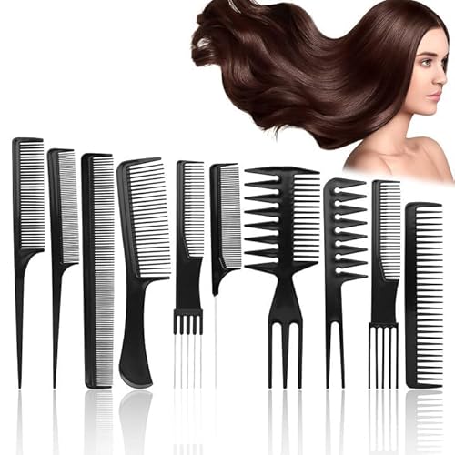 Landrain Peine de peluquería para hombre, grueso, 10 unidades, resistente al calor