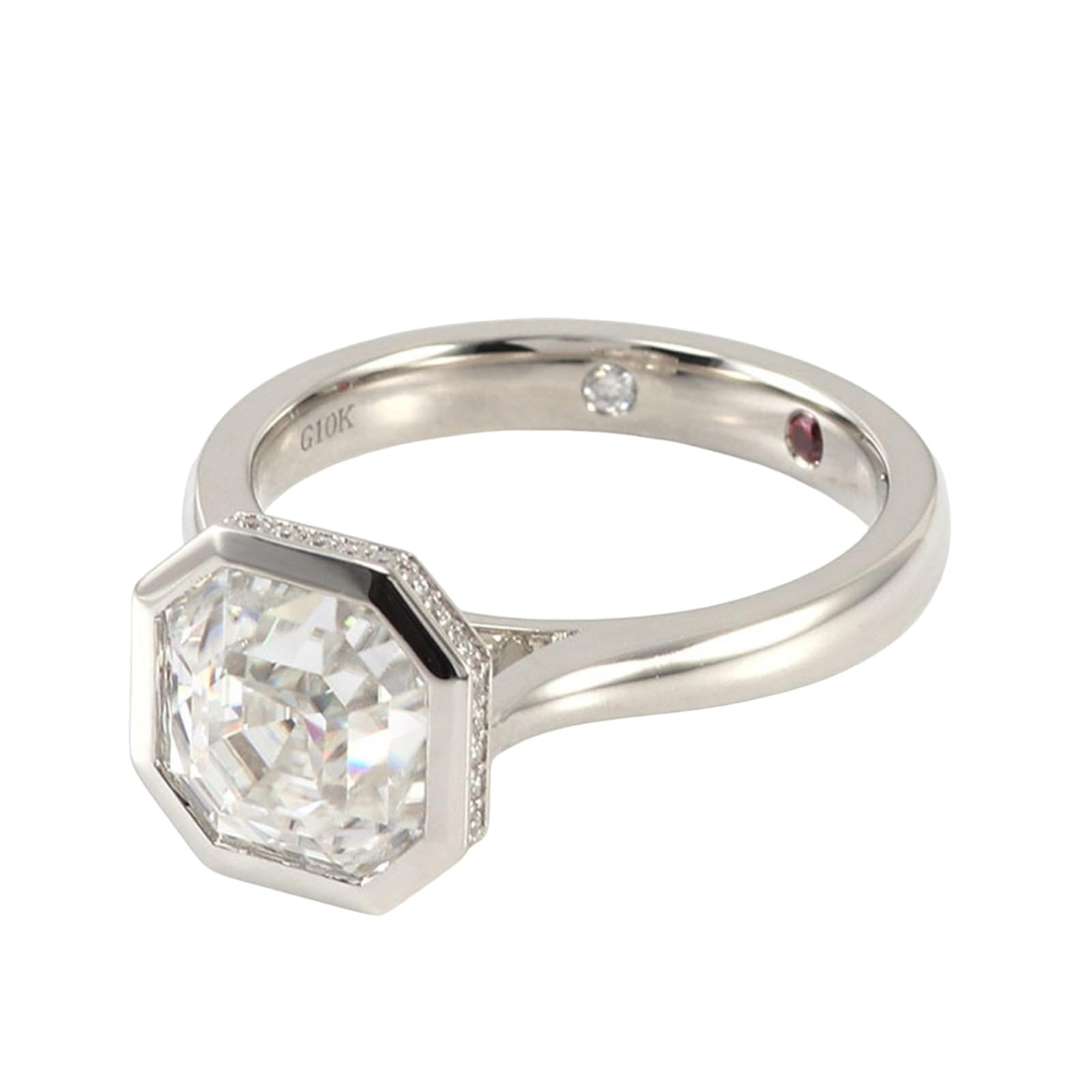 Donna Platino/Oro bianco Anello di fidanzamento geometrico con moissanite