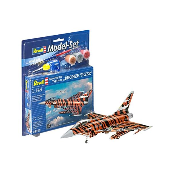 Revell Modellbausatz Flugzeug 1:144 - Eurofighter Typhoon "Bronze Tiger" im Maßstab 1:144, Level 4, originalgetreue Nachbildung mit vielen Details, , Model Set mit Basiszubehör, 63970