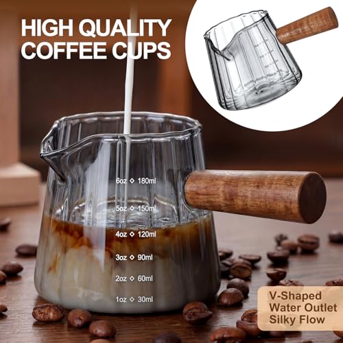 Set de 4 vasos medidores para espresso de vidrio de 6 oz miniatura 5