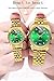 MASTOP Couple Watches Swiss Brand Golden Watch Men Women Stainless Steel Waterproof Quartz Watch (Green)