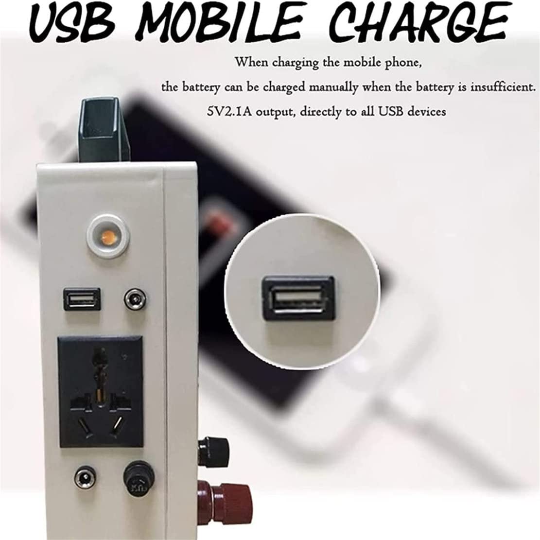Generador de manivela de 150 W, dinamo de emergencia de alta potencia para teléfono móvil y computadora con enchufe USB, ideal para arrancar al aire libre y coche