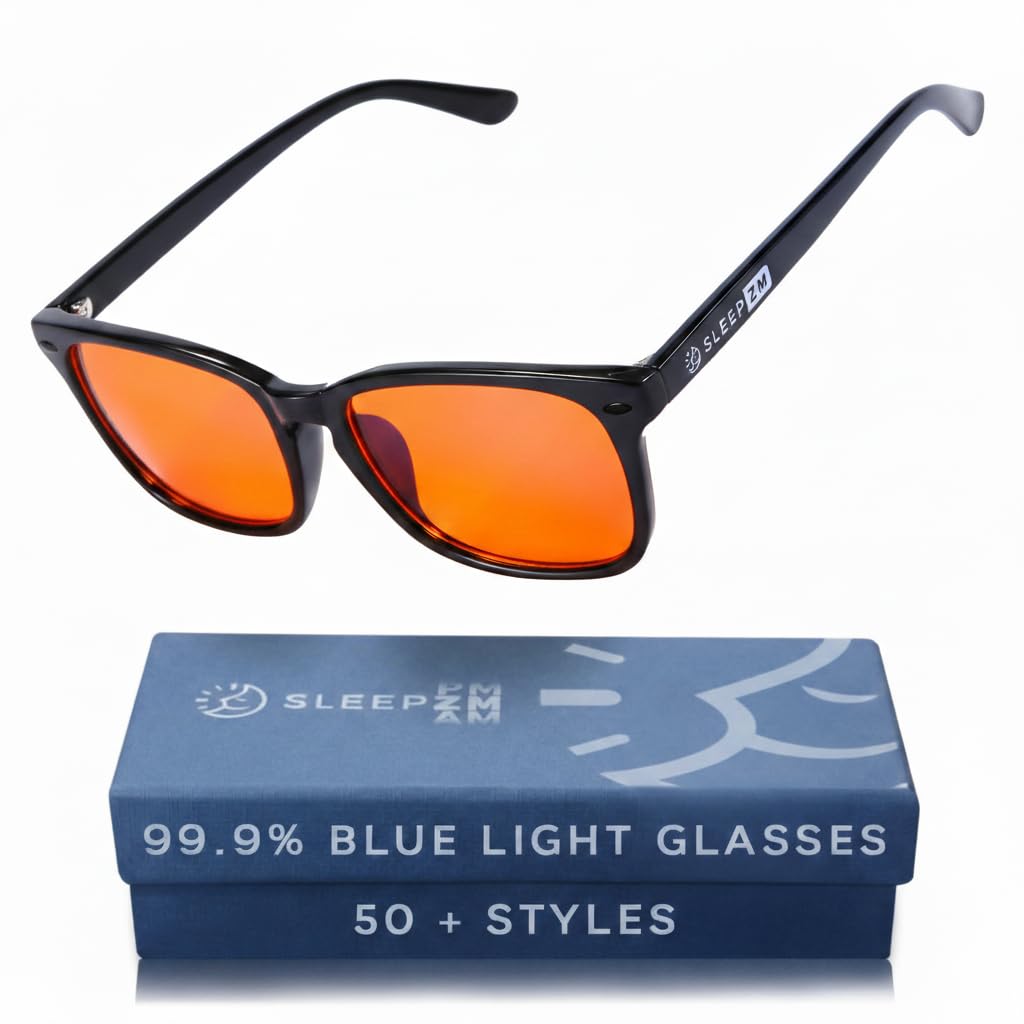 100% Blue Light Blocking Glasses - Better Sleep Anti Eye Strain Protection - Computer Gaming Women Men