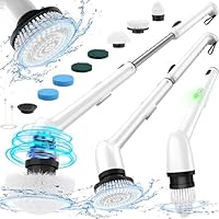 LyriFine Elektrische Reinigungsbürste, Neue Vollkörper-IPX7-Wasserdichte Electric Cleaning Brush, Elektrische Reinigungsbürste Haushalt mit langem Griff,2 Geschwindigkeiten, Ersatzköpfe für Badezimmer