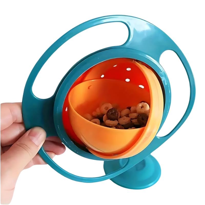 Baby Gyro Bowl with Suction Base, 360° Spill-Proof Teal | Rotating Snack Bowl for Toddlers & Kids-image-12