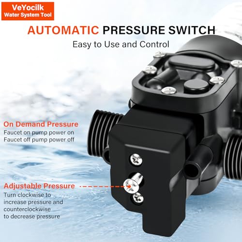Image of DC 12V Water Pump,1GPM 4L /Min G1 /2 inch 20mm Diaphragm Pump with Pressure Switch for Pumping Water