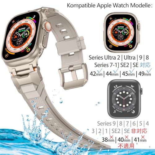 SEURE Strap Compatible with Apple Watch Ultra3/2/1,Series 11/10 46mm,9/8/7 45mm,Series SE2/6/SE/5/4 44mm,Series 3/2/1 42mm with Metal Connector,Soft Rubber Sports Bracelets Replacement Men StarLight T - Image 3